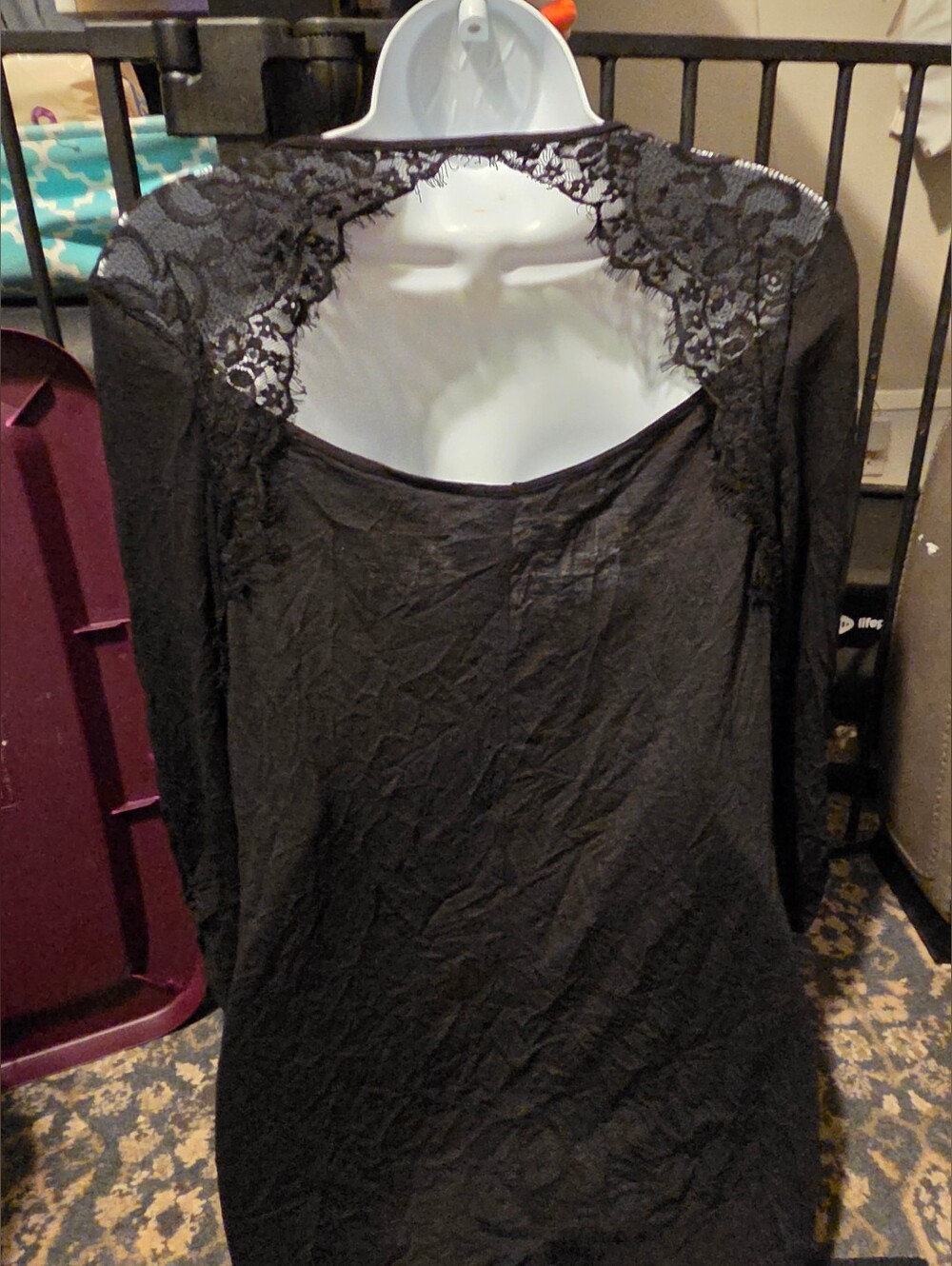 Black Cardigan with open back lace size small